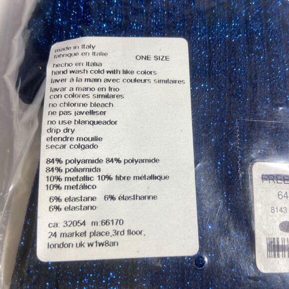 Free People Shimmer Tights NEW Dark Blue Ribbed One Size Boho Fall Made in Italy - Picture 7 of 8